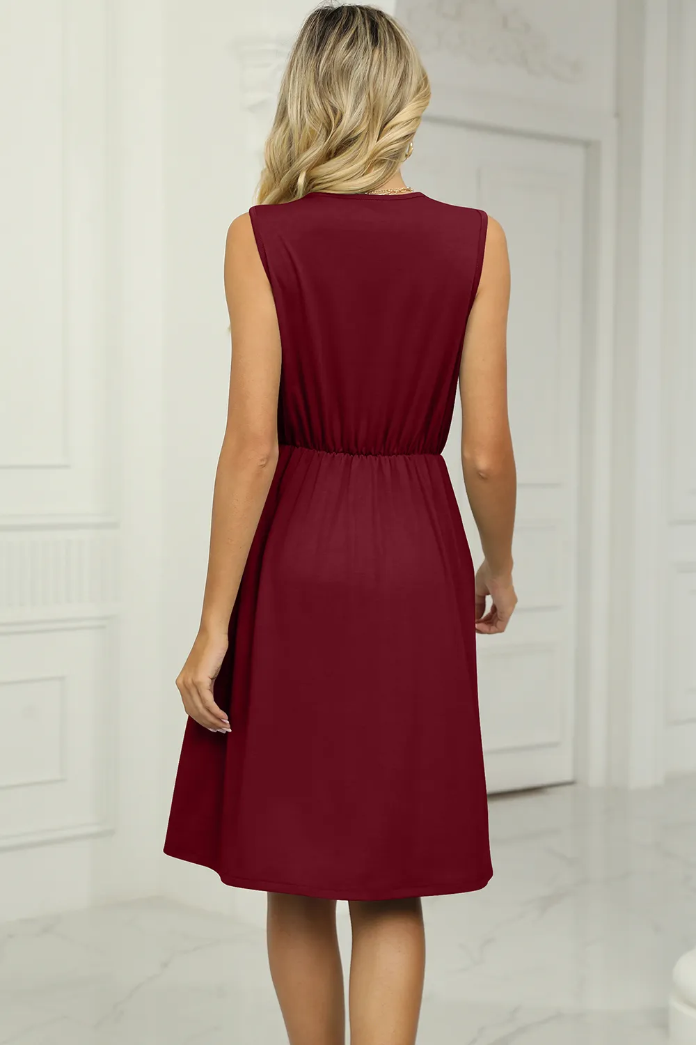 Pocketed V-Neck Wide Strap Dress, image 3