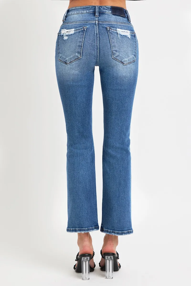 Full Size Mid Rise Ankle Straight Jeans with Pockets, image 2