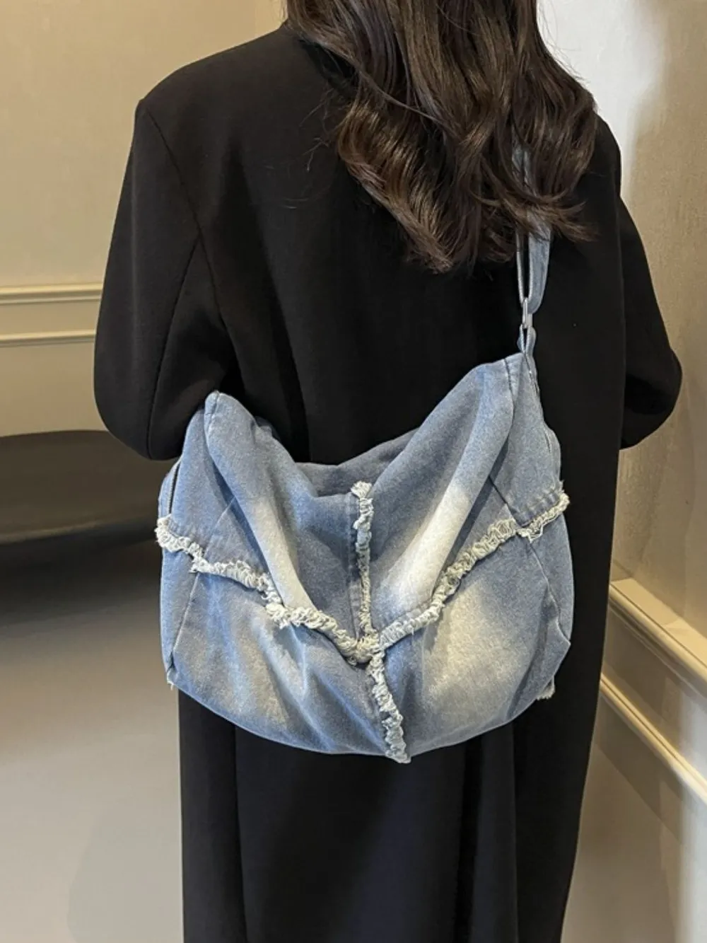 Raw Hem Gradient Crossbody Bag, image 10