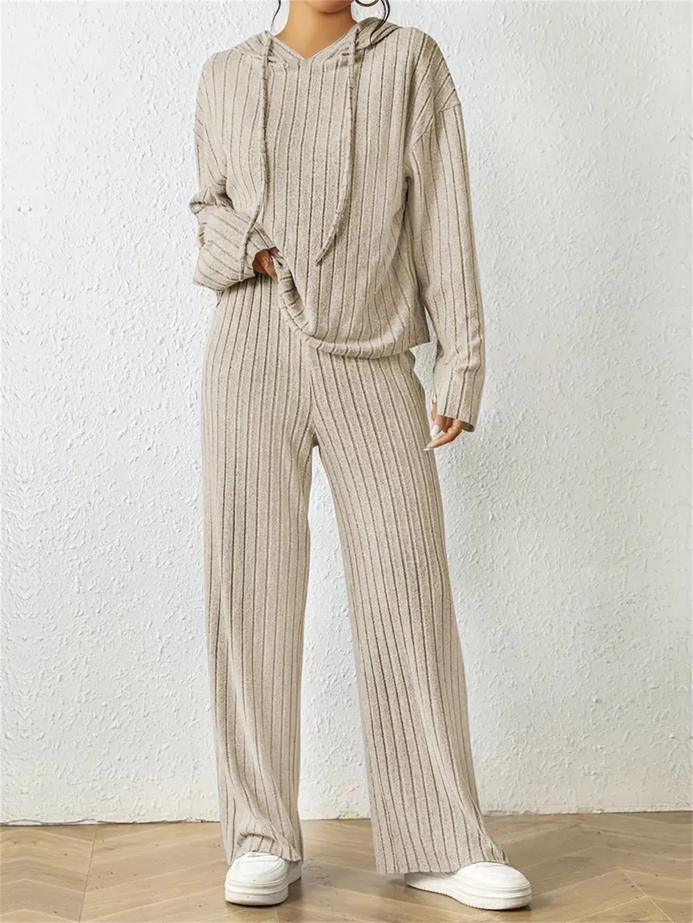 Ribbed Drawstring Hoodie and Pants Set, image 14