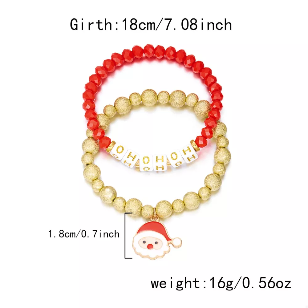 2 Piece Christmas Santa Beaded Bracelet, image 8