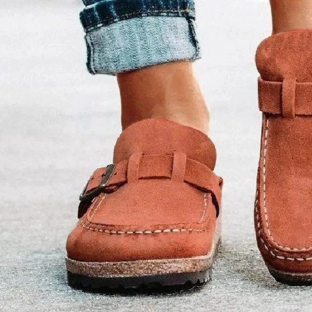 Round Toe Low Heel Buckle Loafers, image 2