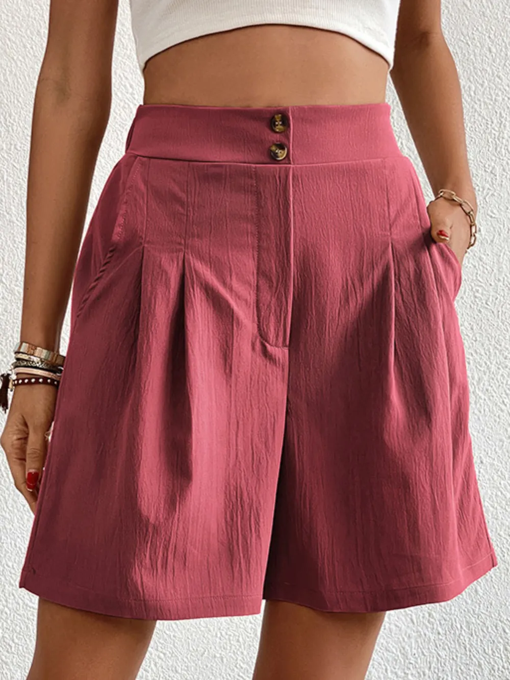 High-Waisted Pleated Shorts, image 33