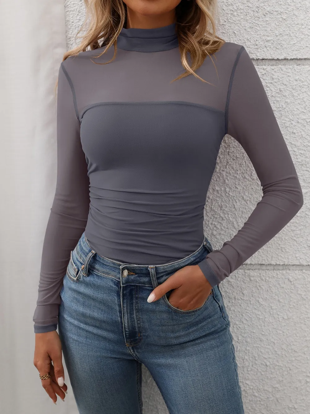Mock Neck Long Sleeve Top, image 5