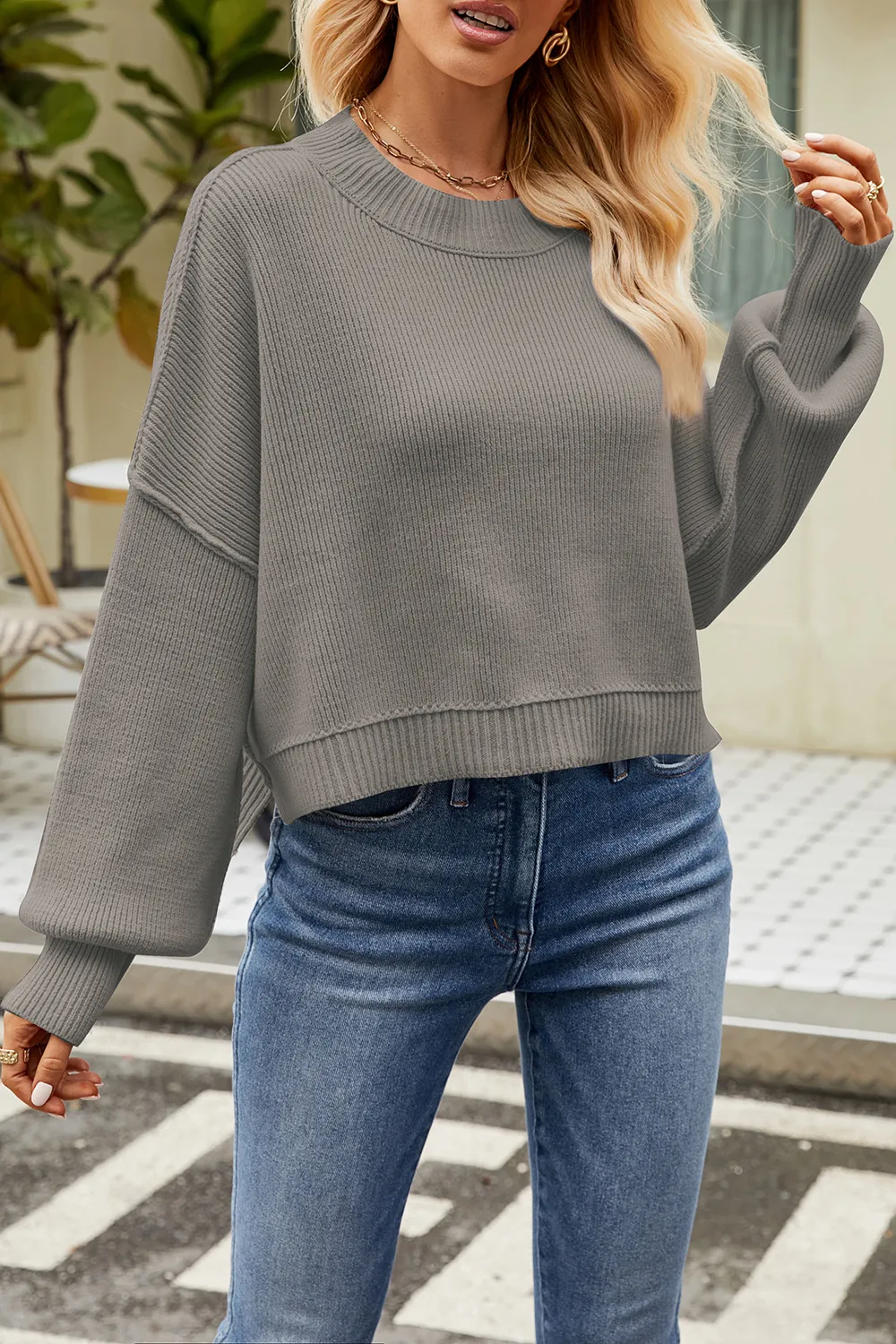 Round Neck Dropped Shoulder Sweater, image 21