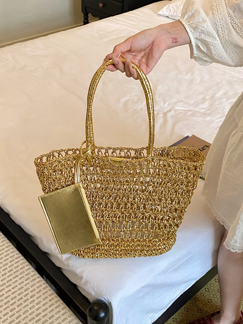 Woven Straw Tote Bag, image 7