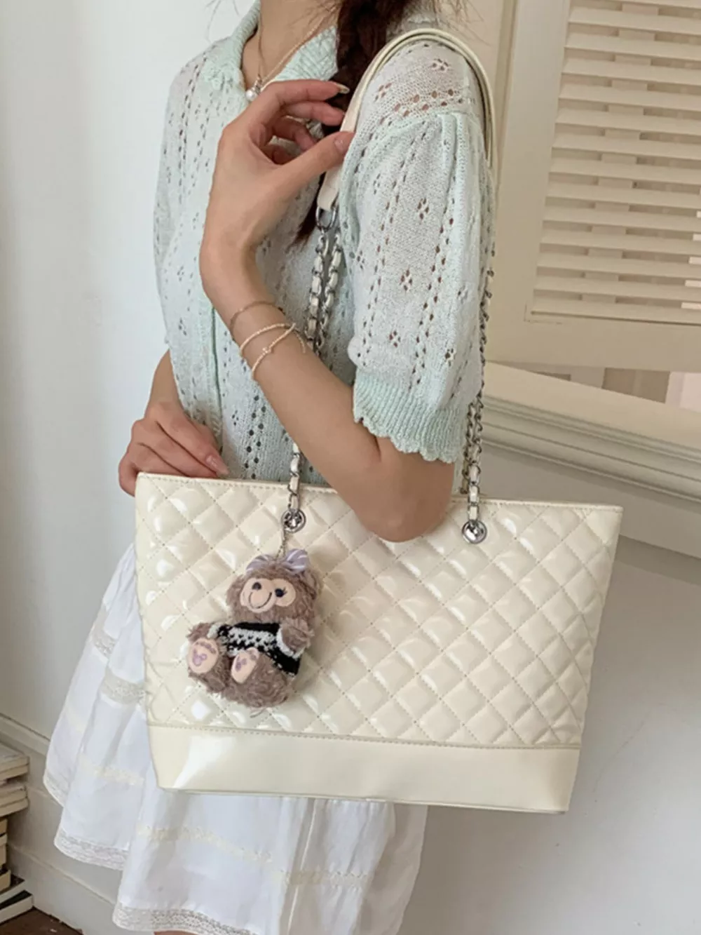 Quilted PU Leather Shoulder Bag, image 2