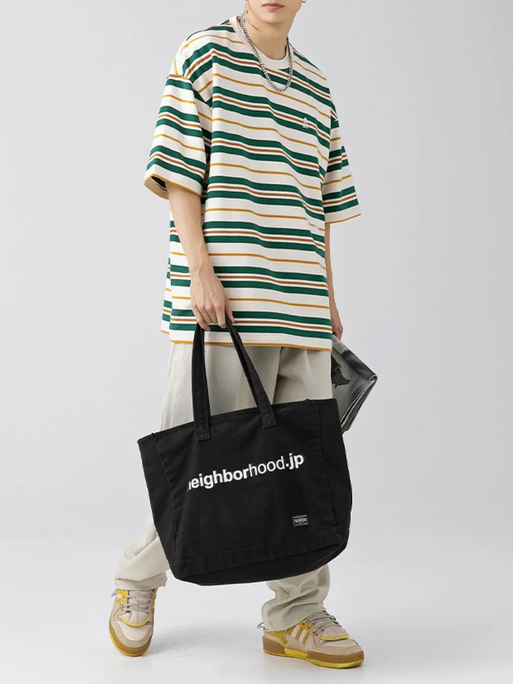 Men's Plus Size Basic style Round Neck Striped T-Shirt, image 6