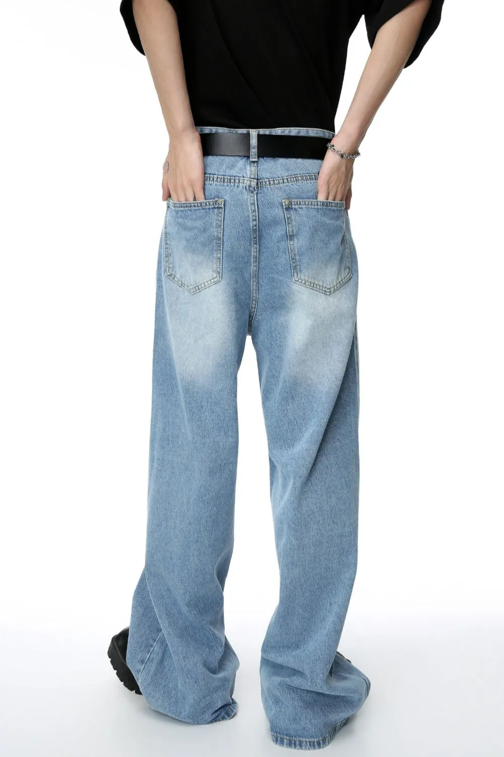 Mid Rise Wide Leg Men's Jeans with Pockets, image 4