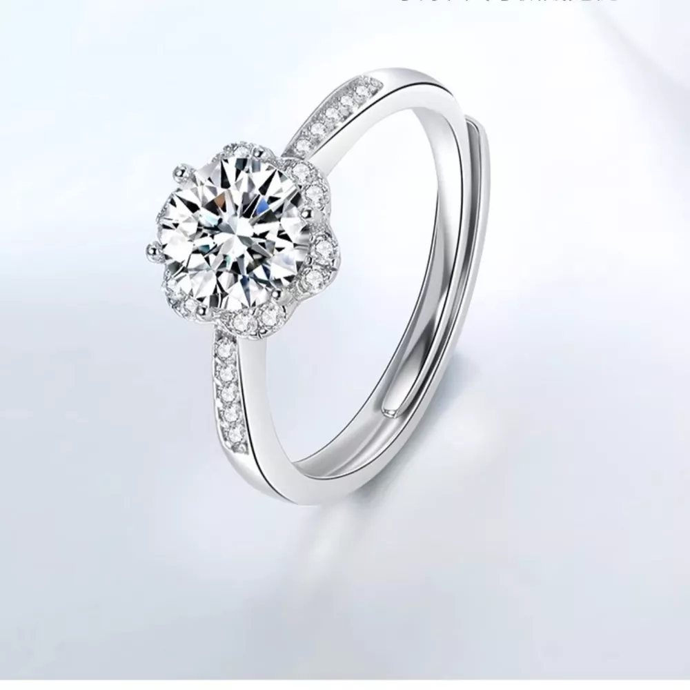 1 Carat Moissanite 925 Sterling Silver Ring, image 6