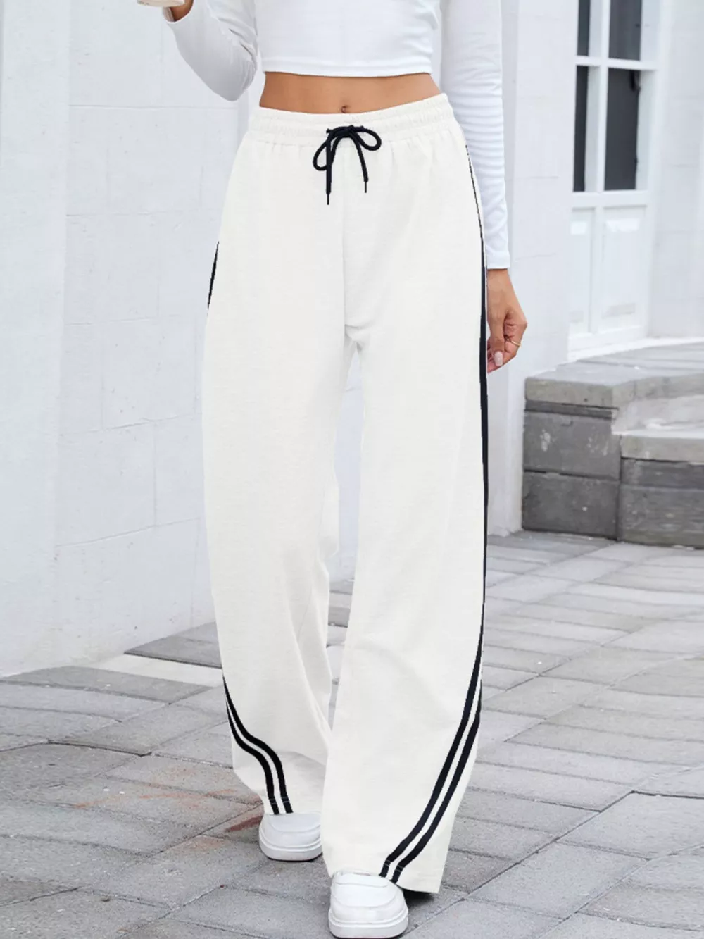 Side Striped Wide Leg Pants, image 6