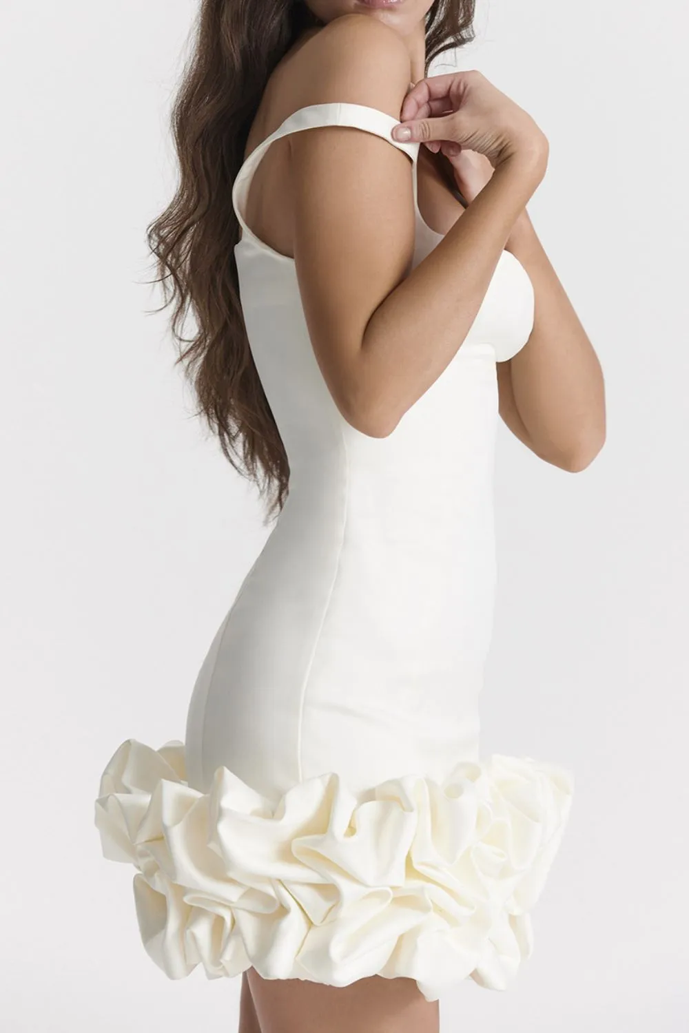Ruched Square Neck Sleeve Mini Dress, image 4