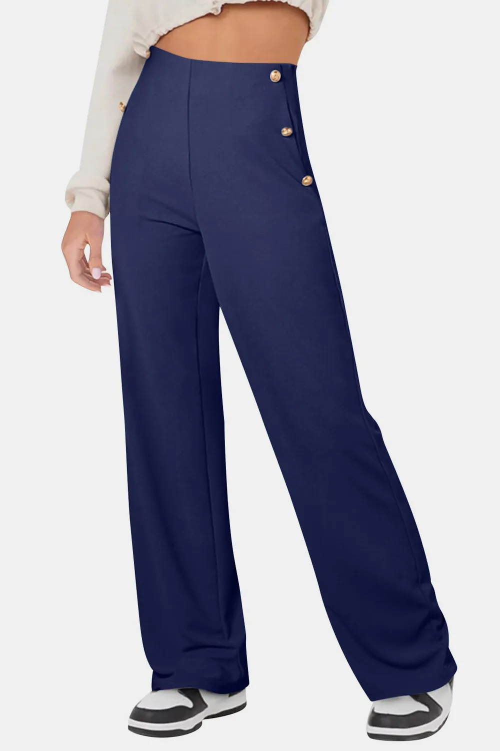 Decorative Button High Rise Pants, image 13