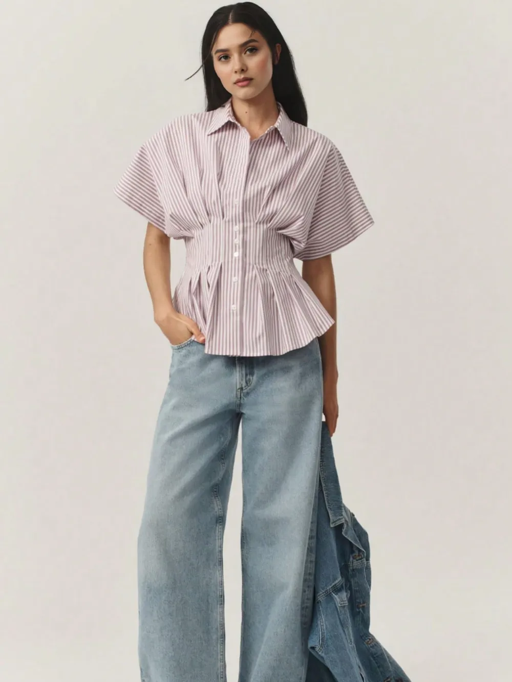 Striped Short Sleeve Button-Up Shirt, image 5