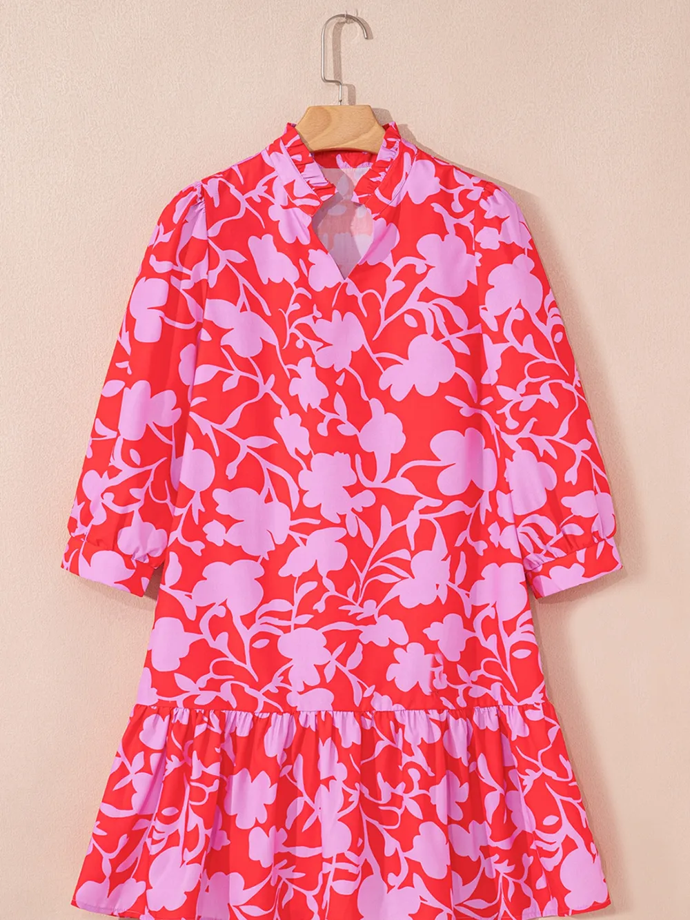 Floral Print Ruffle Hem Shirt Dress, image 3