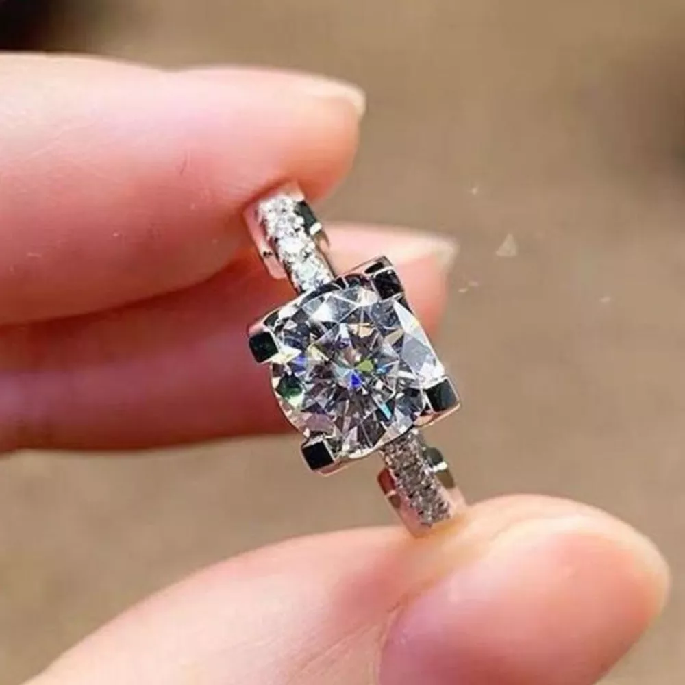 2 Carat 925 Sterling Silver Moissanite Ring, image 3