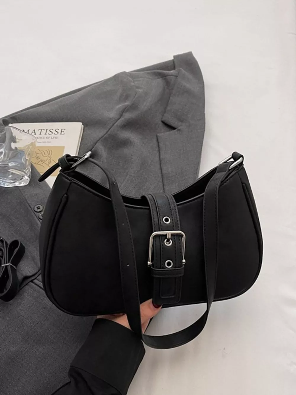 Buckle Decor Shoulder Bag, image 3
