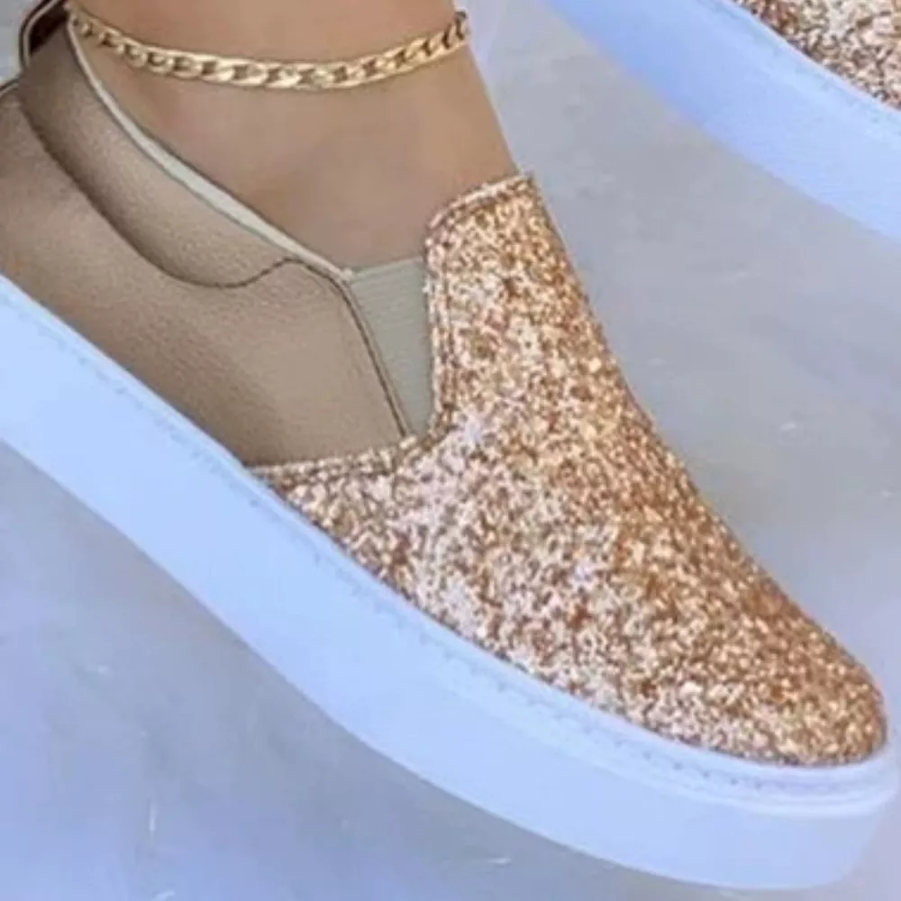 Sequin Round Toe Platform Slip-Ons, image 2