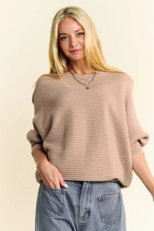 Round Neck Batwing Sleeve Sweater, image 4