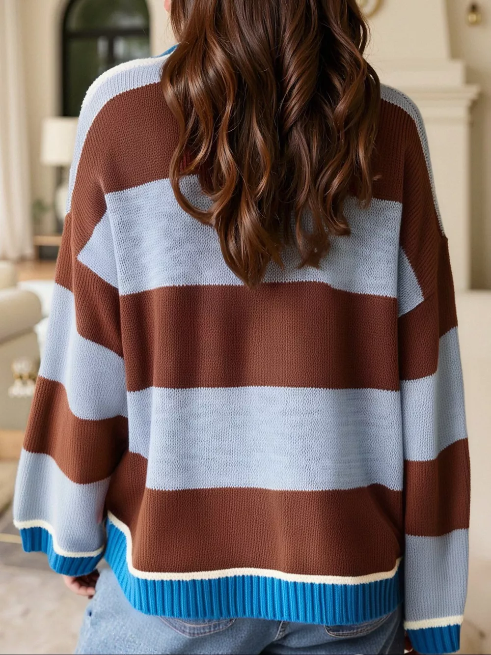 Color Block Round Neck Sweater, image 3