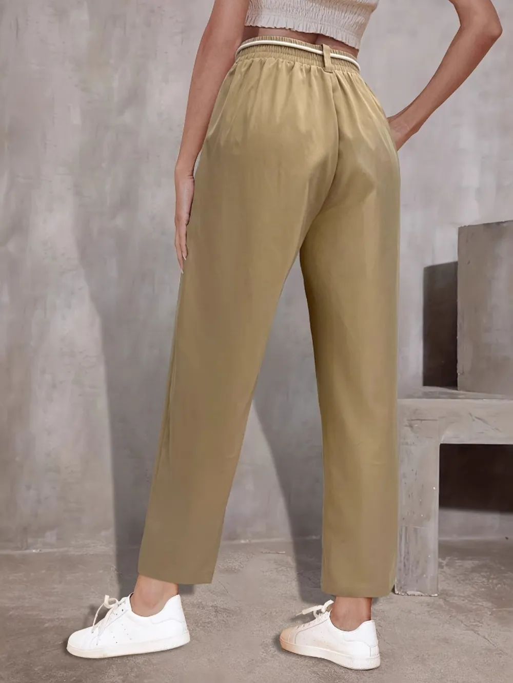 Tie Waist Straight Leg Pants, image 2