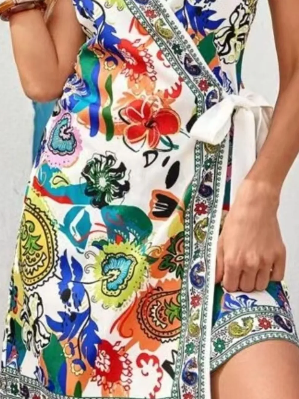 Floral Print Spaghetti Strap Wrap Mini Dress, image 2