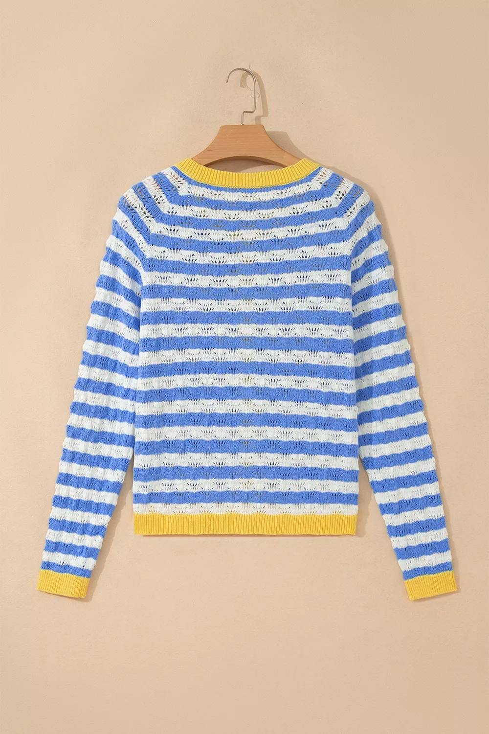 Striped Knit Button Up Cardigan, image 8