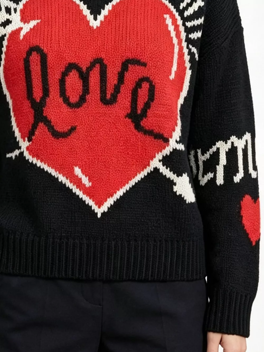 Heart Round Neck Ribbed Sweater, image 6