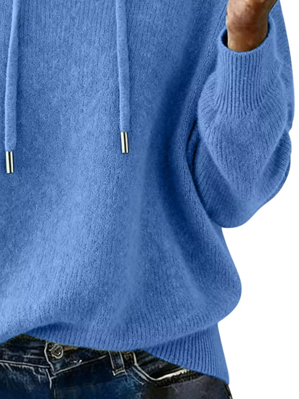 Drawstring Long Sleeve Hooded Sweater, image 4