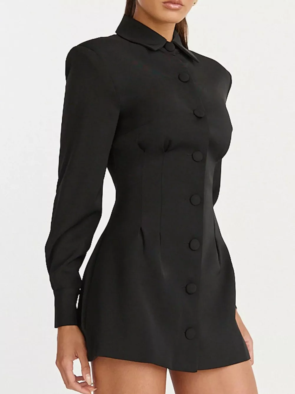 Corset-Style Button-Down Blazer Dress, image 5