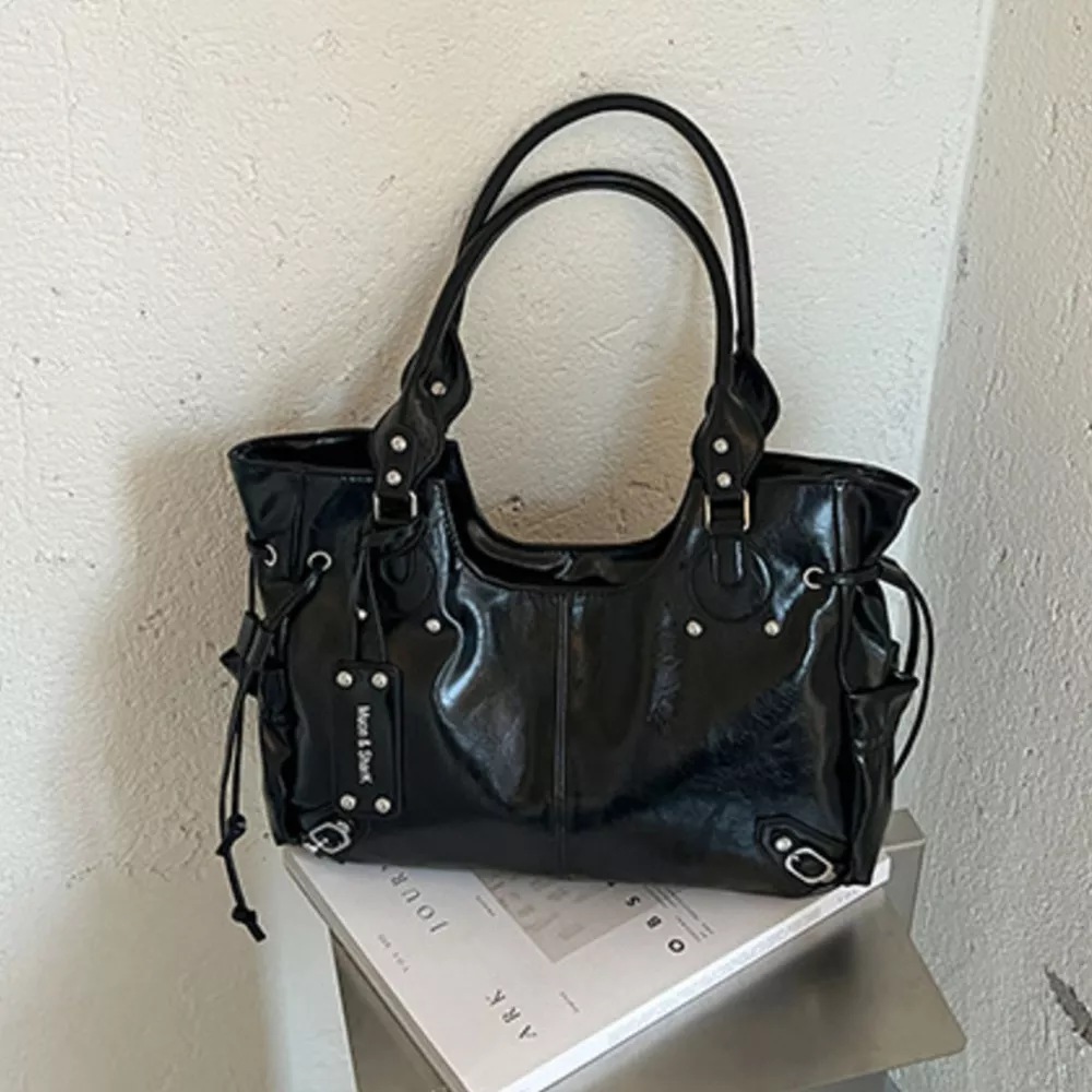 Drawstring Leather Handbag, image 4