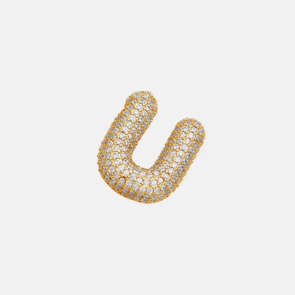 Inlaid Zircon Bubble Initial Necklace, image 12