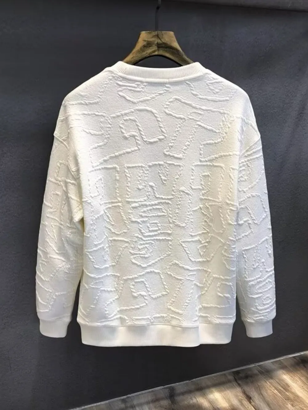 Men's Plus Size Textured Round Neck Long Sleeve Sweatshirt, image 5