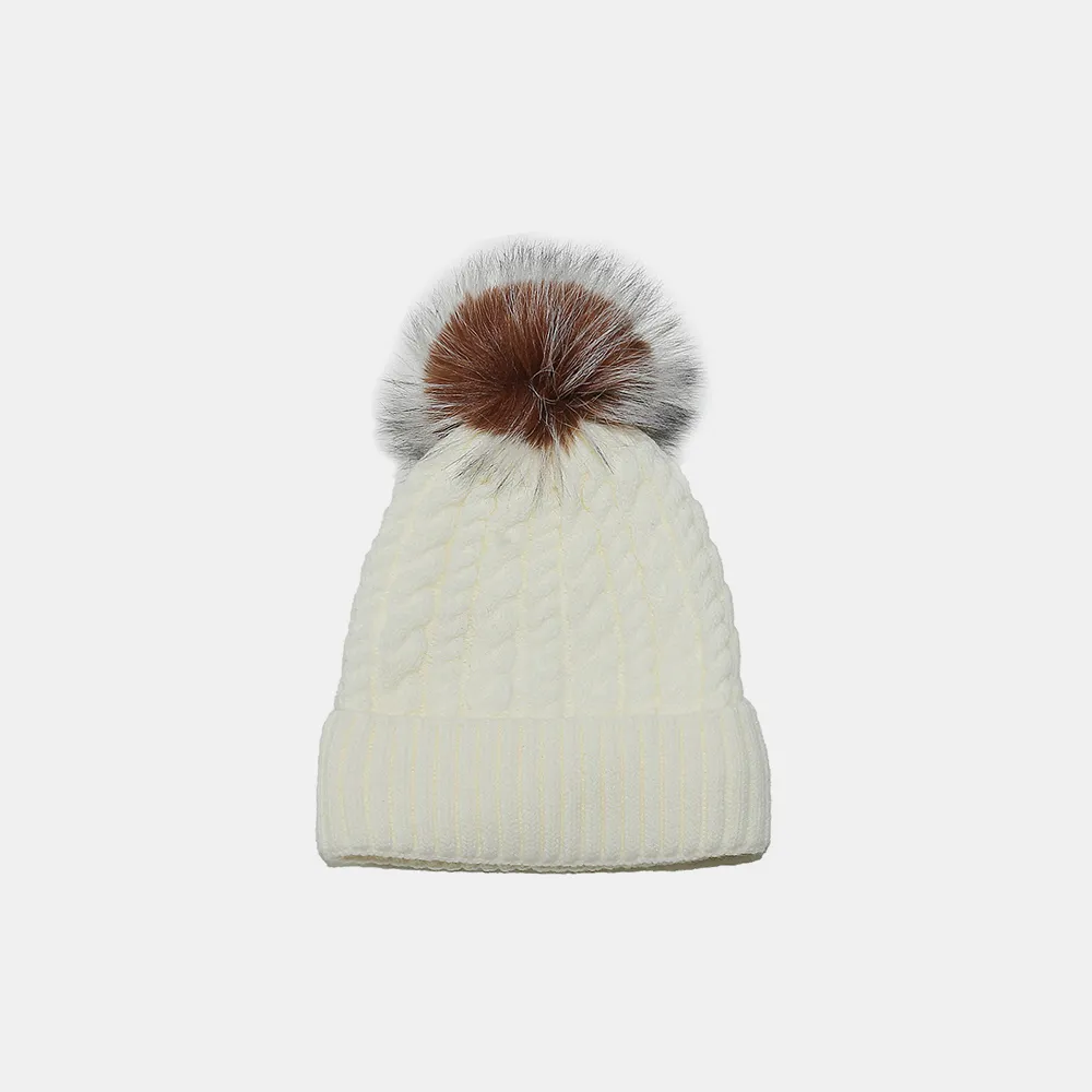 Cable Knit Winter Hat with Pompom, image 8