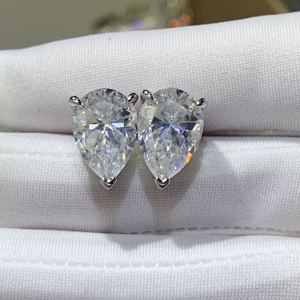 10 Carat 925 Sterling Silver Moissanite Stud Earrings, image 2