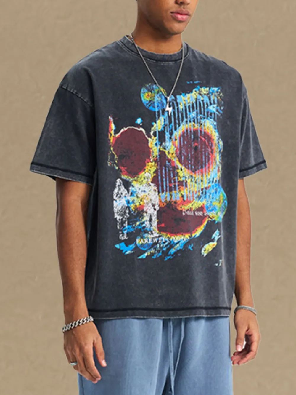 Men's Graphic Round Neck Half Sleeve T-Shirt, image 3