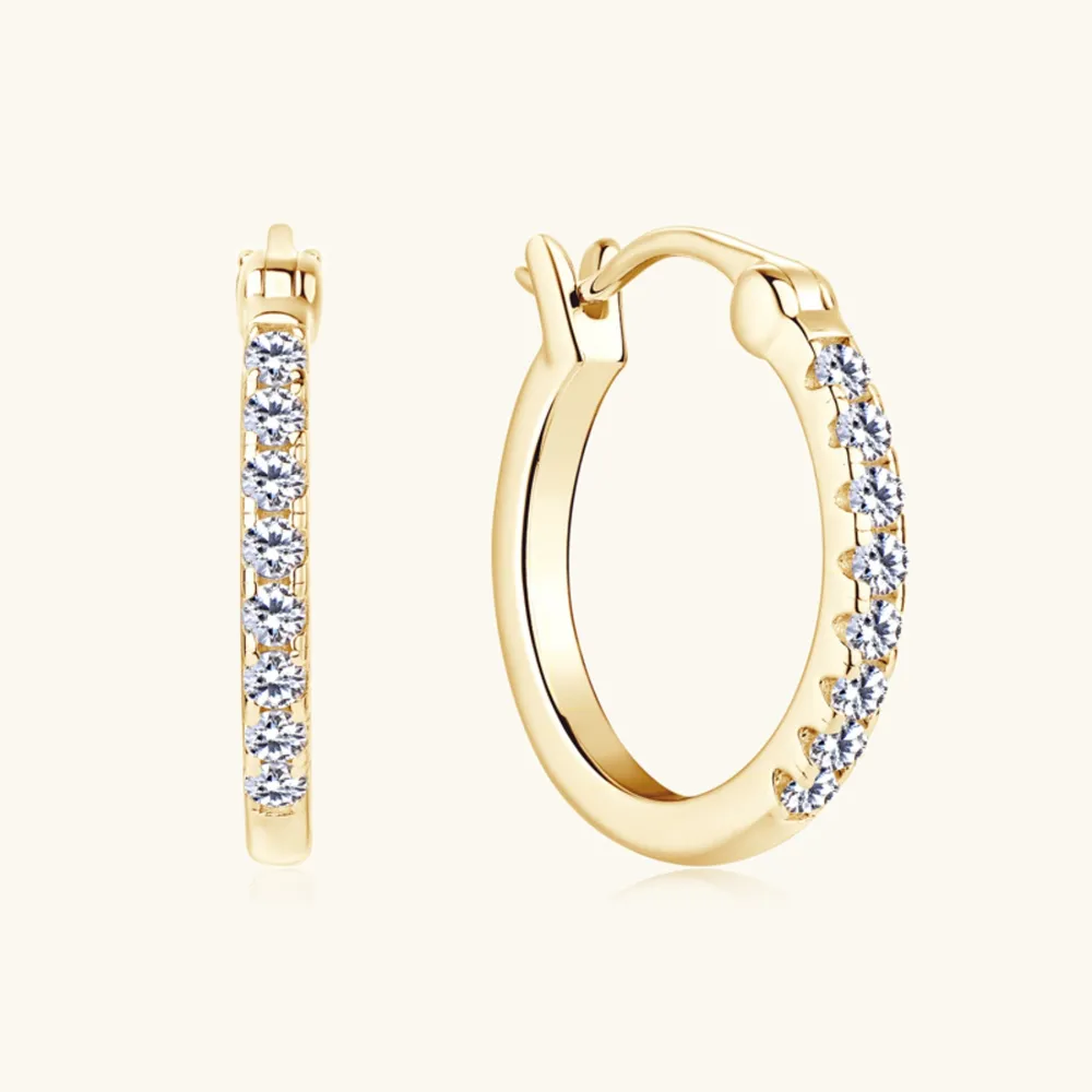 925 Sterling Silver Moissanite Huggie Earrings, image 2