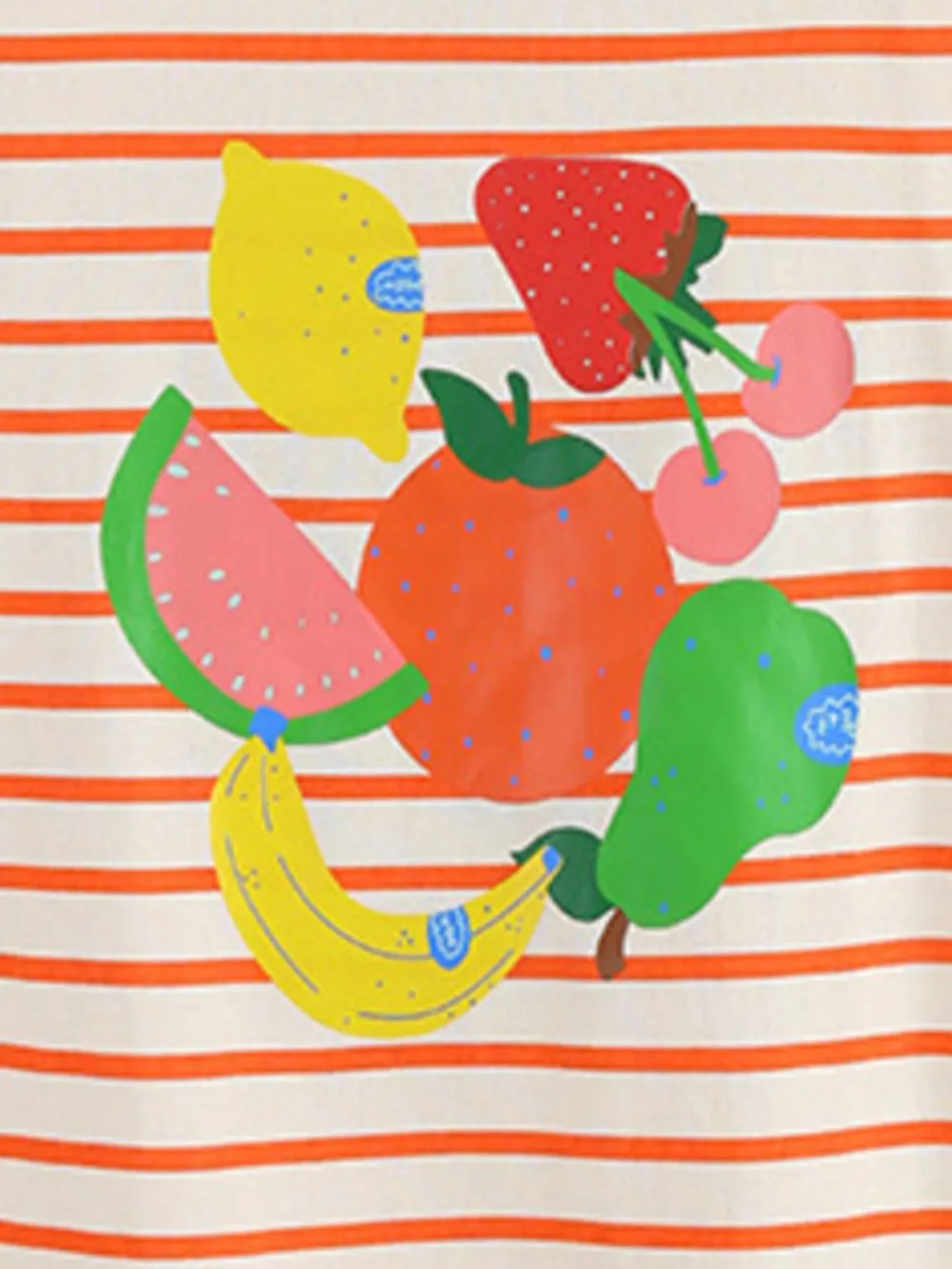 Children's Striped Fruit Print Ruffle Sleeve Tee, image 4