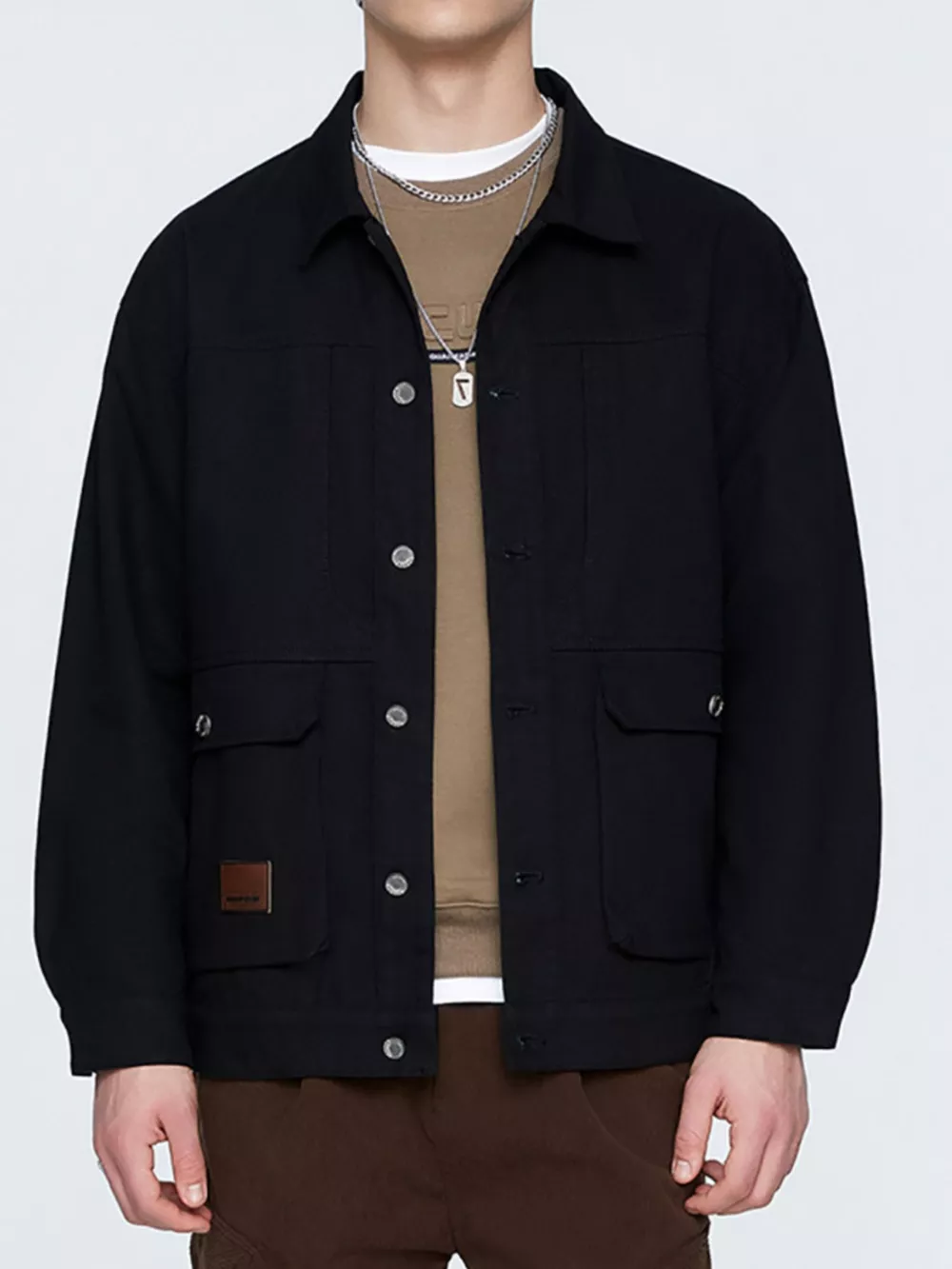Men's Plus Size Button Up Long Sleeve Jacket