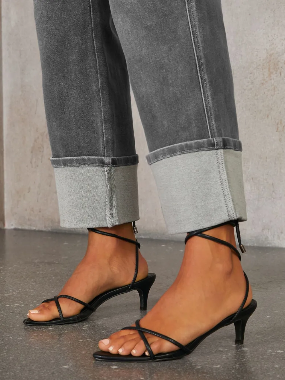 High Waisted Straight Leg Rolled Jeans, image 2