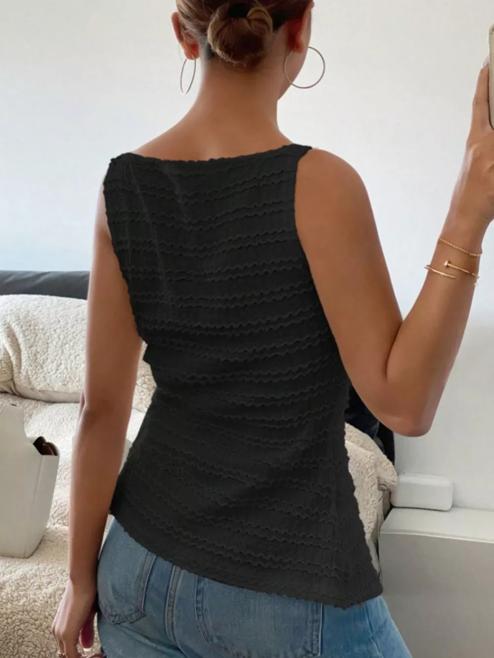 Textured Button-Front Tank, image 6