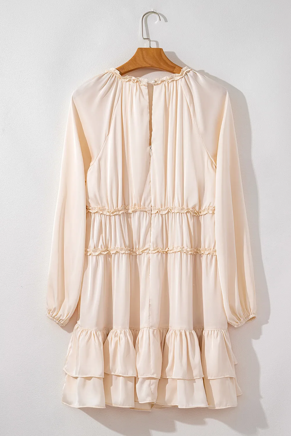 Frill Ruffled V-Neck Long Sleeve Mini Dress, image 6