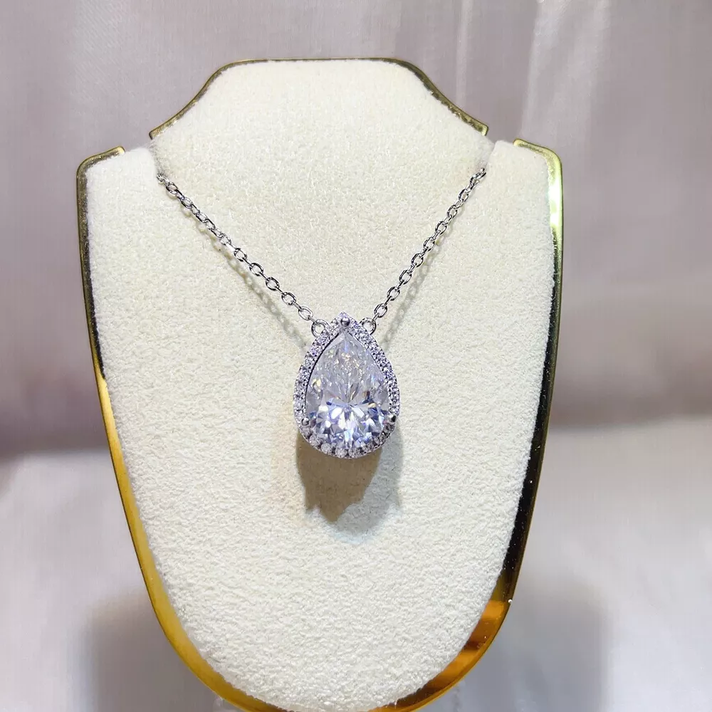 5 Carat 925 Sterling Silver Moissanite Pendant Necklace
