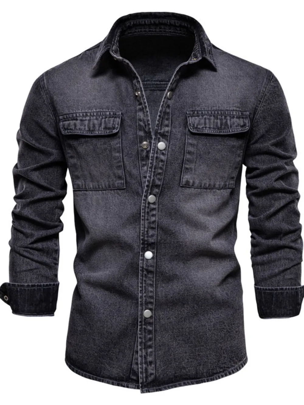 Men's Button Down Chest Pocket Denim Jacket, image 3