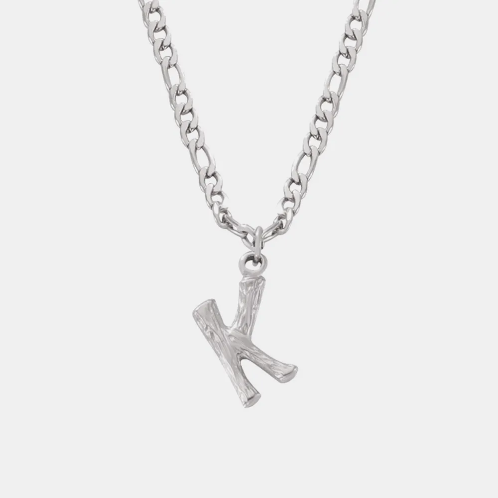 Titanium Steel Letter Pendant Necklace, image 11