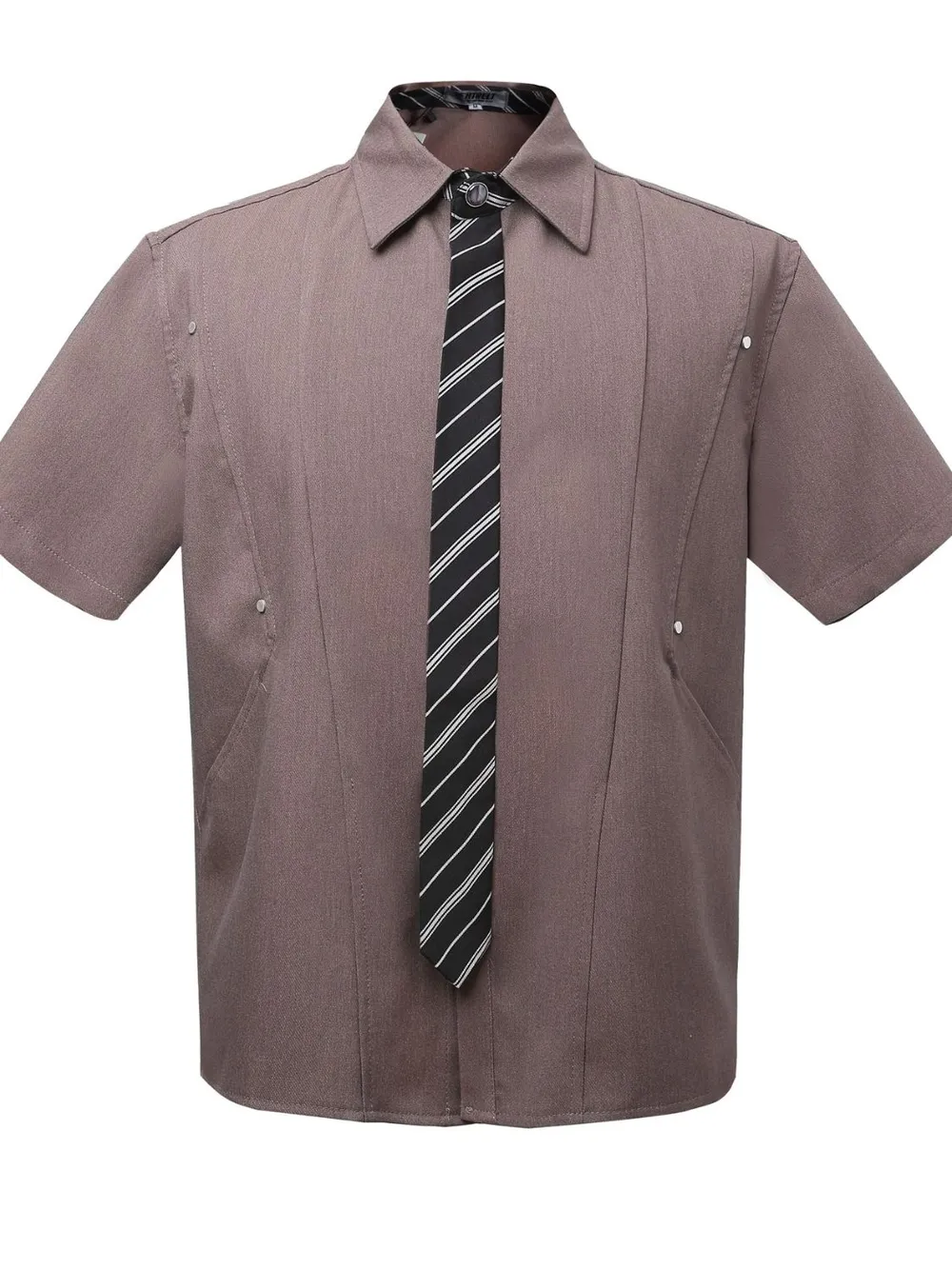 Men's Short Sleeve Shirt with Striped Tie