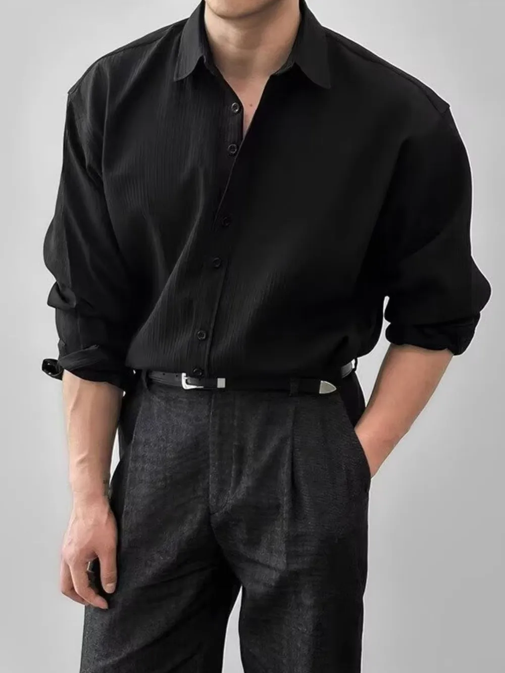 Men's Button Up Long Sleeve Shirt, image 2