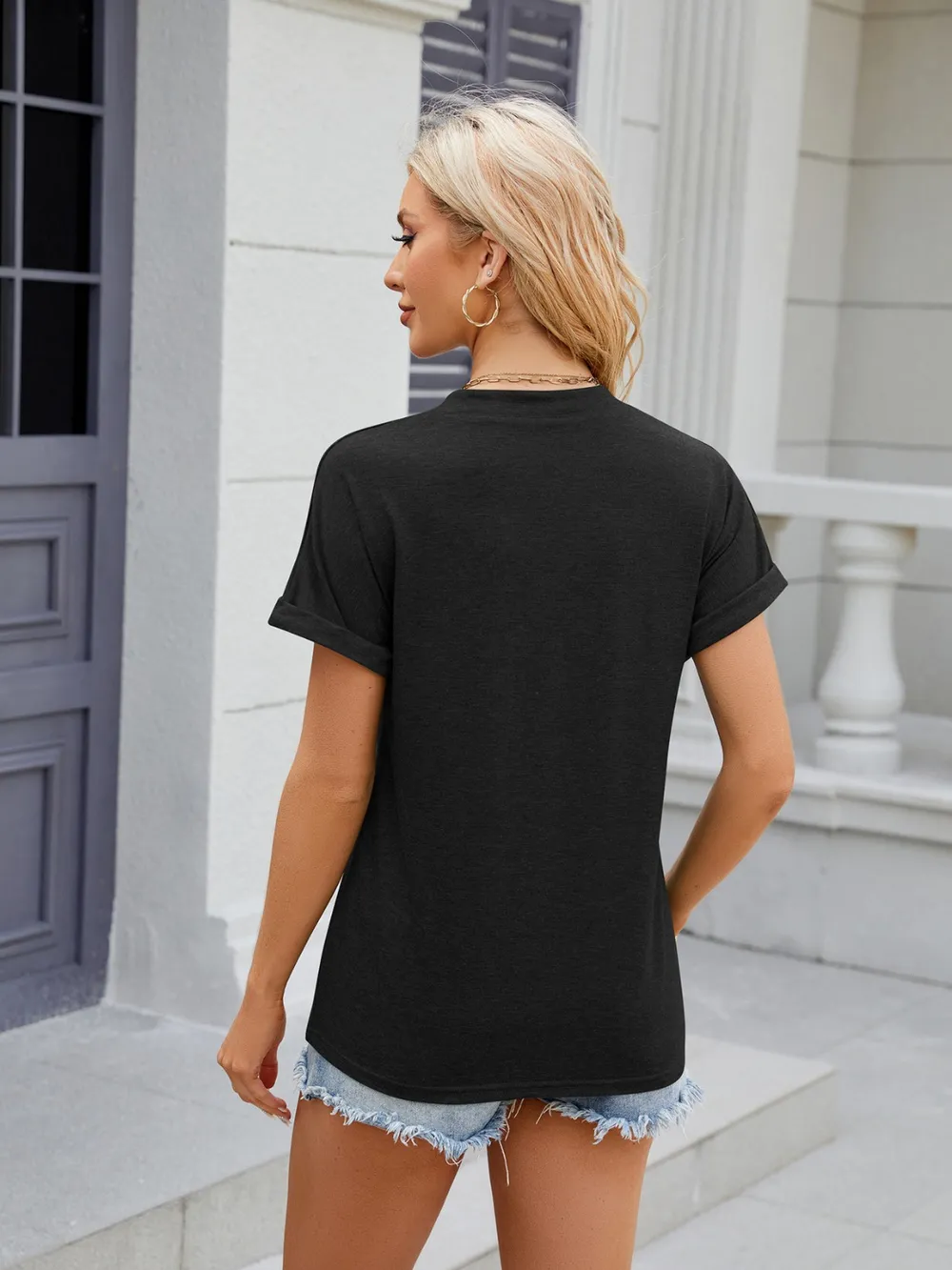Notched Short Sleeve T-Shirt, image 32