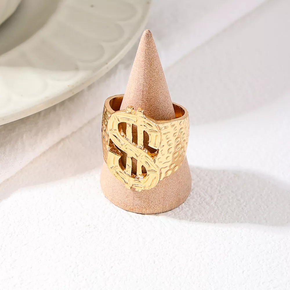 18K Gold-Plated Dollar Sign Ring, image 3
