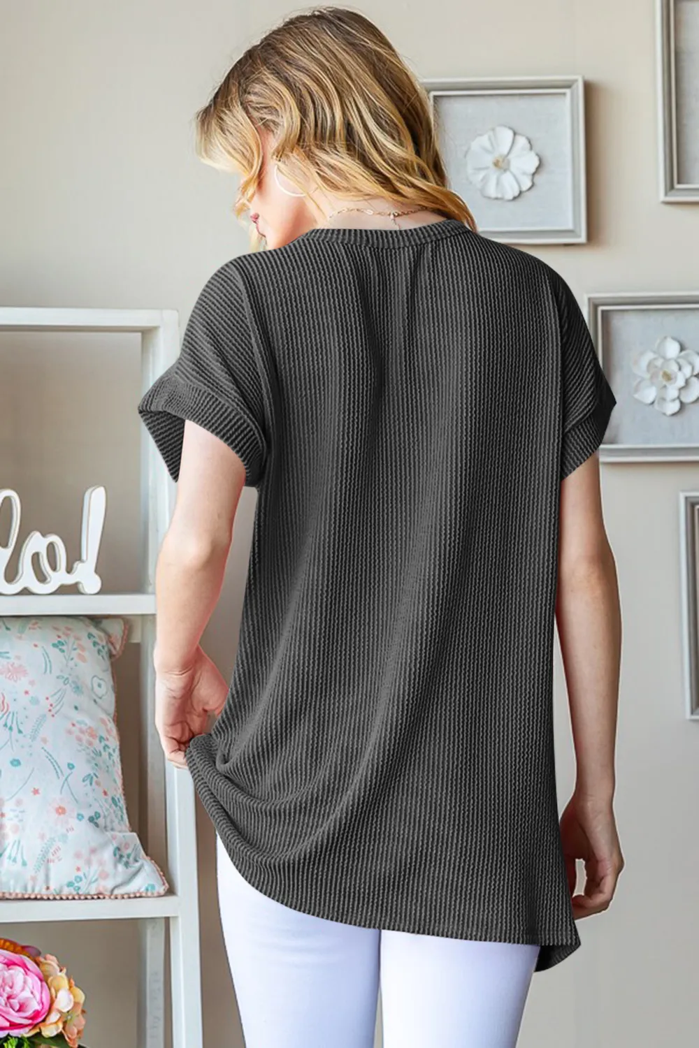 Full Size USA Graphic Short Sleeve Ribbed Top, image 2